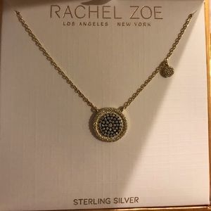 Rachel Zoe Round Pave Disc Pendant Necklace